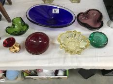 A quantity of coloured art glass etc.