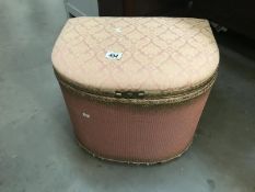A vintage Lloyd loom style linen bin/stool