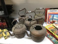 A quantity of vintage copper kettles a/f