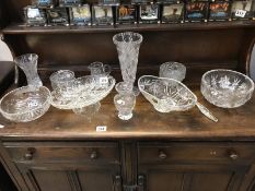 A quantity of glass ware including vases, fruit bowls etc.