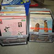 2 boxes of classical records, mixed labels.