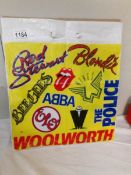 A 1970/80's Woolworth's record blitz carrier bag - ELO, The Police, Blondie etc.