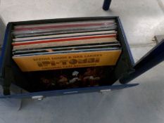 A case of LP records.