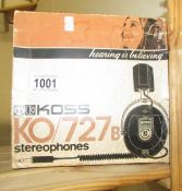 A pair of vintage KO 727B headphones with box.