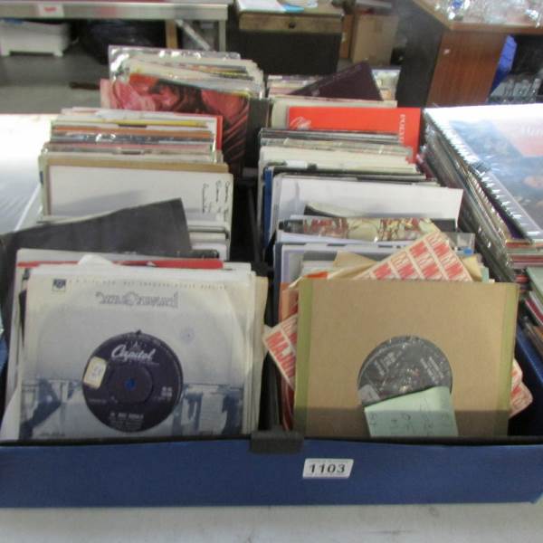 3 trays of 70's rock and pop 45 rpm records.