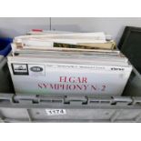 A box of classical LP records.