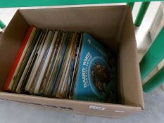 A box of LP records.