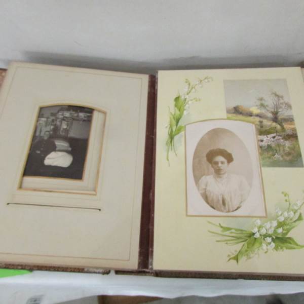 A Victorian photograph album with various photographs together with packs of negatives. - Image 5 of 6