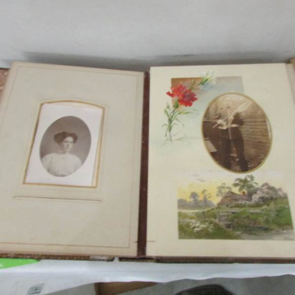 A Victorian photograph album with various photographs together with packs of negatives. - Image 4 of 6