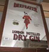 A Beefeater London Dry Gin advertising mirror.