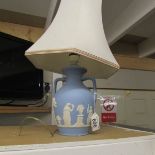 A Wedgwood Jasper ware table lamp.