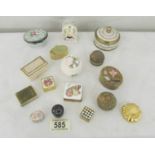 15 assorted trinket/pill boxes and a miniature clock.