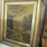 A framed 19th century oil on canvas rural scene.