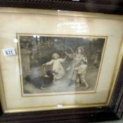 A Victorian framed and glazed print and other pictures.