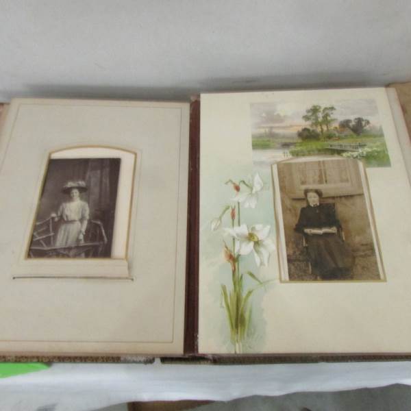 A Victorian photograph album with various photographs together with packs of negatives. - Image 3 of 6