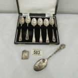 A cased set of 6 silver spoons, Stower & Wrang Ltd.