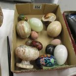 A tray of marble eggs etc.
