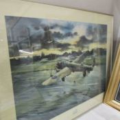 A framed and glazed aeronautical print.