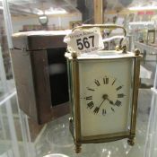 A cased brass carriage clock, (case a/f).