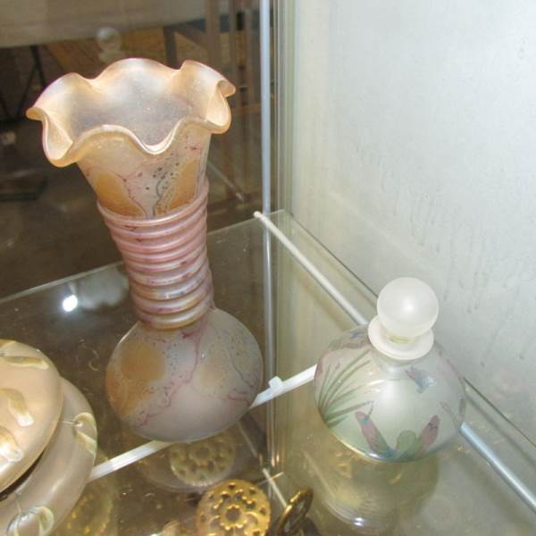 2 hand decorated perfume bottles, a powder bowl and a vase. - Image 3 of 3