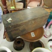 A mixed lot of old wooden items including brush, tray etc.