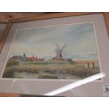 A framed and glazed watercolour rural scene singed Anita Bradshaw.