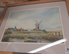A framed and glazed watercolour rural scene singed Anita Bradshaw.