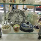 A mixed lot of interesting plates, jugs etc., including Wedgwood.