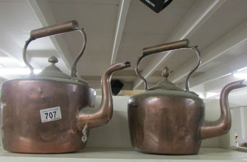 2 Victorian copper kettles.