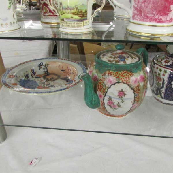 A Chinese teapot, dish and 3 ginger jars (2 missing lids). - Image 2 of 3
