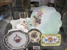 A collection of dishes and plates including Carlton Ware and European