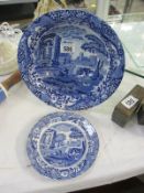 A Copeland Spode blue and white bowl and a Copeland Spode blue and white plate