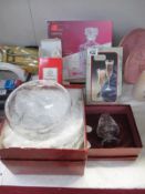 A collection of boxed glass items etc