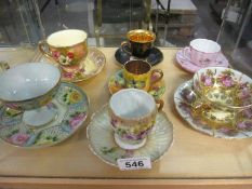 A nice collection of cup and saucer sets including Royal Winton and European