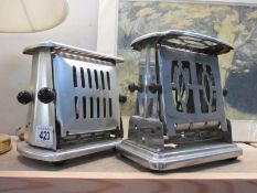 2 vintage chrome toasters