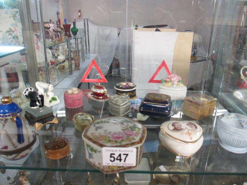 A collection of trinket boxes etc
