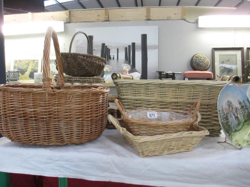 A selection of wicker baskets etc