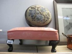 A Victorian foot rest and a foot stool