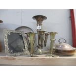 A good collection of silver plate items including fine s/p frame,