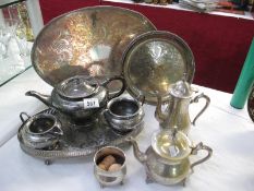 A collection of silverplate including gallery trays etc