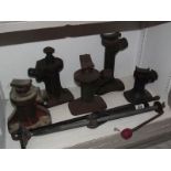 5 vintage bottle jacks and one other.