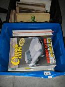 A box of 1990's Classic Car magazines and a box of 1950's handbooks including Alvis TA-14,
