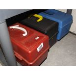 3 plastic tool boxes and contents.