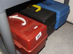 3 plastic tool boxes and contents.