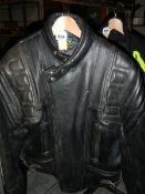 An Akito Mercury plus black leather motorcycle jacket sise GB44.