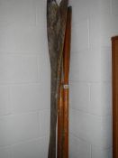 2 pairs of old wooden oars, a/f.