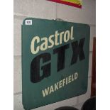 A painted metal Castrol GTX Wakefield sign.