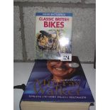 A Murray Walker 'Unless I'm Very Much Mistaken' signed edition and a book of classic British bikes.