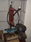 An Arcoy electric drill pedestal etc., including belt sander attachment.