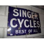 A Singer cycles 'Best of All' enamel sign.